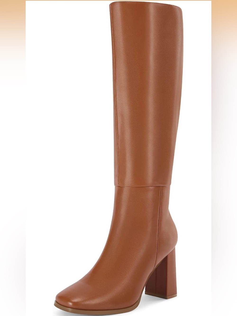 Coutgo Women's Tall Block-Heel Boots in Cognac